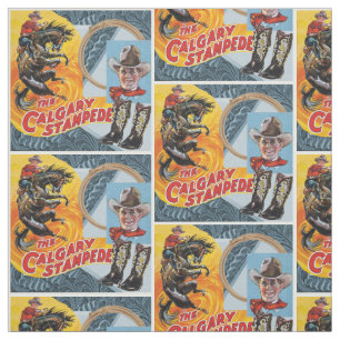 Westernare Rodeo Cowboy Collage Skriv ut med Gräns Tyg