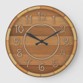Westernare Rope Time Wood Beer Barrel Stor Klocka