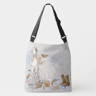 *~* Westernare Rustic Horse Woman Blommigt Gun Hat Axelväska