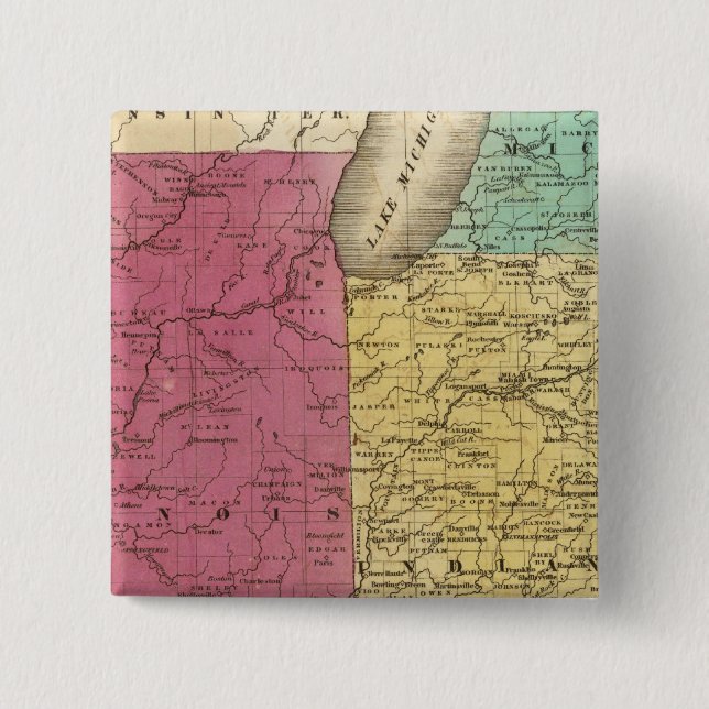 Westernare Stater med karta i Upper Michigan Knapp (Framsida)