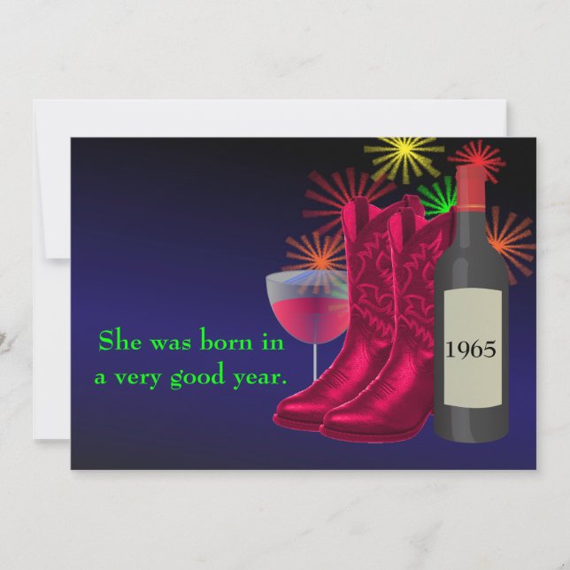 Westernpartaj Cowboystövlar Och Vin Födelsedag Inbjudningar (Framsida)