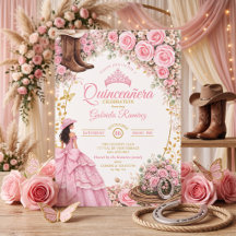 Westernstövlar Rosa Rosor Guld Quinceañera