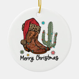 Westernstövlar Santa God Jul Stövlar Xmas Julgransprydnad Keramik