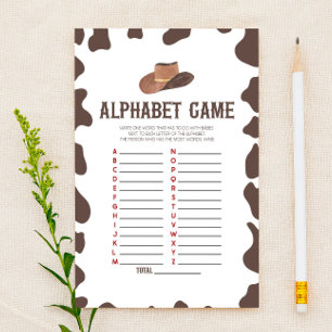 Westernt Alphabet Baby Shower-spel för Cowboy Rode Brevpapper