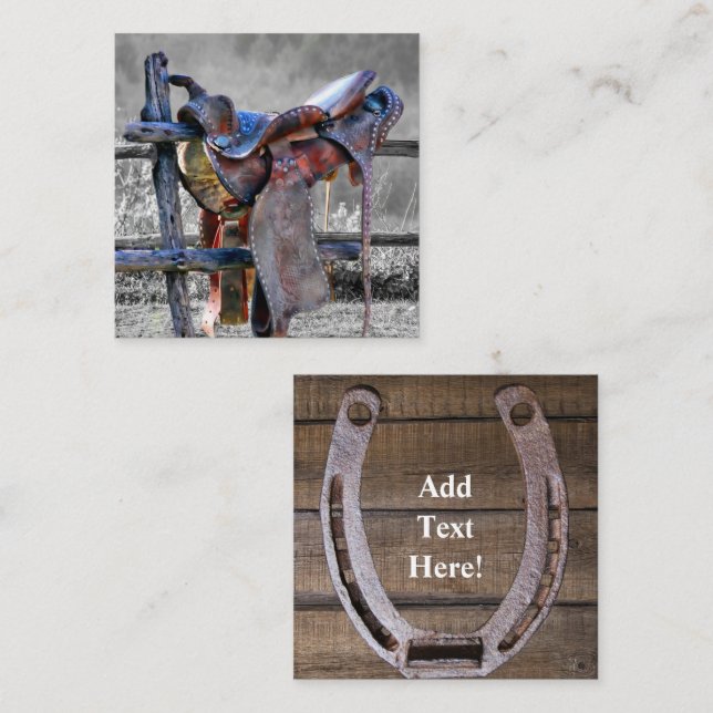 Westernt anteckningskort för hästsadel på korralst (Fram/baksida)