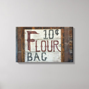Westernt arkivfoto av vintage Wooden Sign Flour S Canvastryck