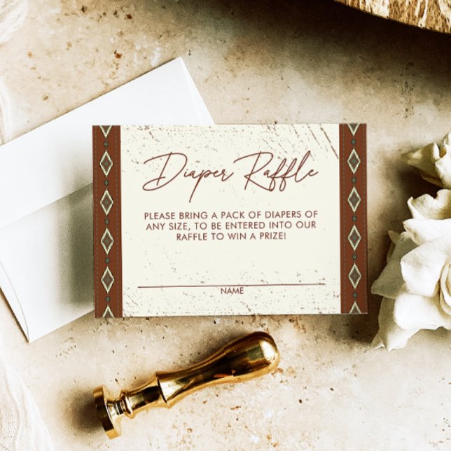 Westernt Aztec Rustic Boho Diaper Raffle Card Tilläggskort (Skapare uppladdad)