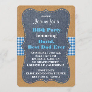 Westernt BÄSTA PAPPA EVER Denim BBQ PARTY Anpassni Inbjudningar