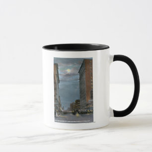 Westernt beskåda av flodstrandaveny på natten mugg
