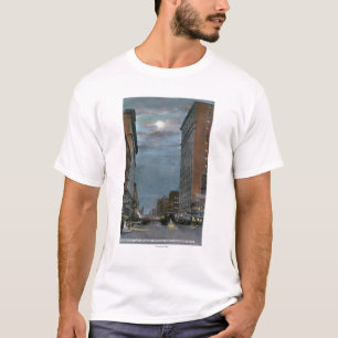 Westernt beskåda av flodstrandaveny på natten t-shirt