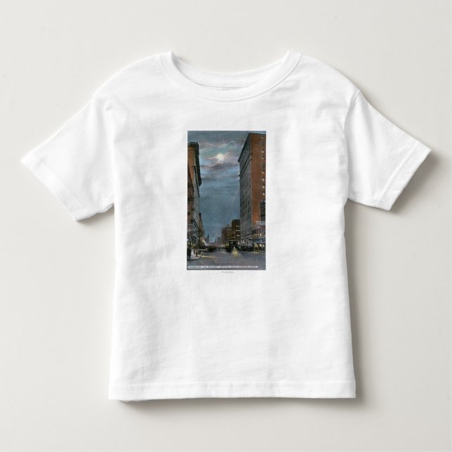Westernt beskåda av flodstrandaveny på natten tee shirt (Framsida)