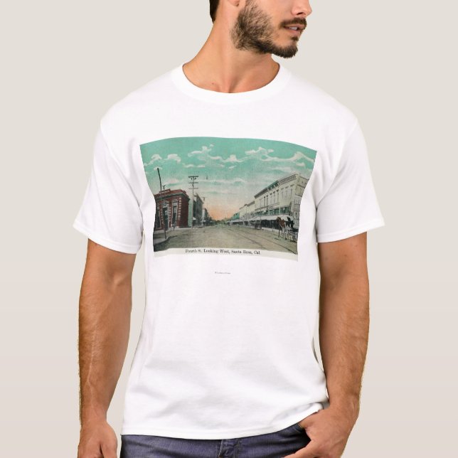 Westernt beskåda från fjärde StreetSanta Rosa, CA Tee (Framsida)