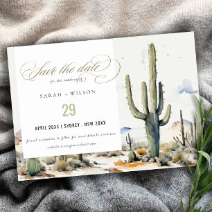 Westernt Boho Cactus Desert Watercolor liggande Spara Datumet