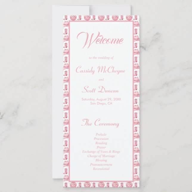 Westernt Bröllopsprogram för Rosa (Framsida)