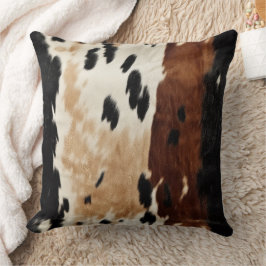 Westernt bruna Cream Cowhide Animal Kudde