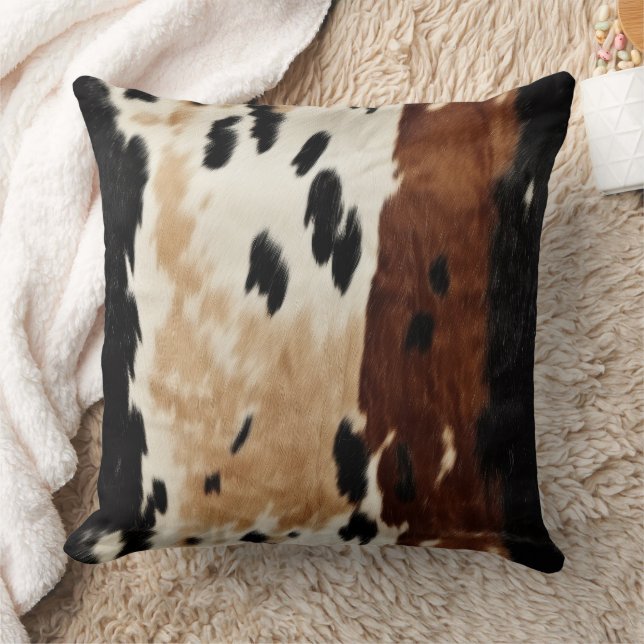 Westernt bruna Cream Cowhide Animal Kudde (Filt)