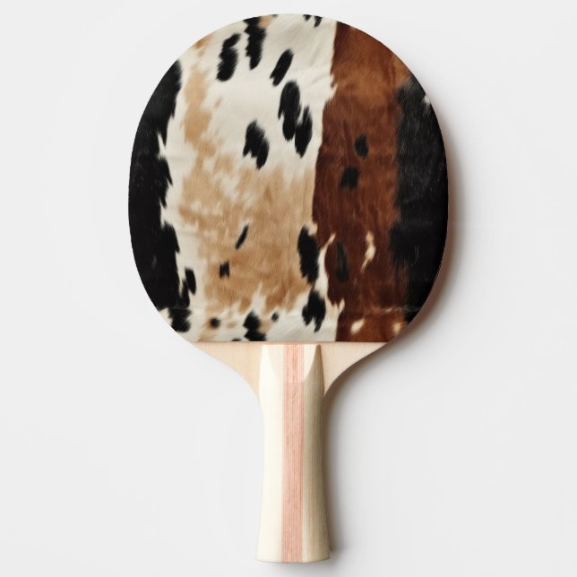 Westernt bruna Cream Cowhide Animal Pingisracket (Framsidan)