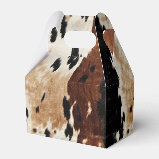 Westernt bruna Cream Cowhide Animal Presentaskar (Framsidan Sidan)