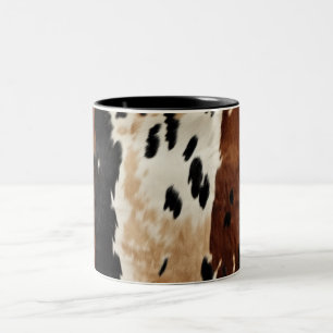 Westernt bruna Cream Cowhide Animal Två-Tonad Mugg