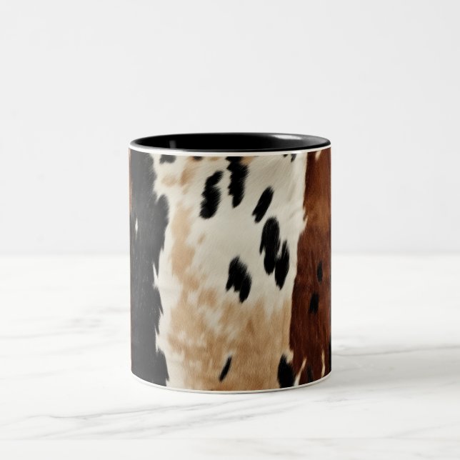 Westernt bruna Cream Cowhide Animal Två-Tonad Mugg (Center)