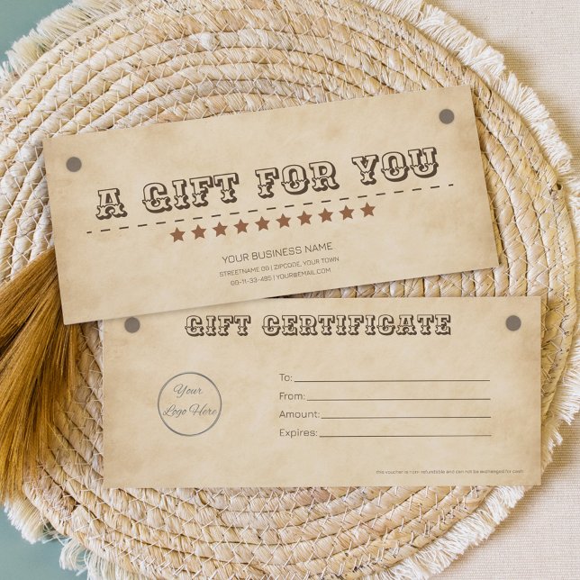 Westernt brunt med logotyp söderut presentkort (Skapare uppladdad)