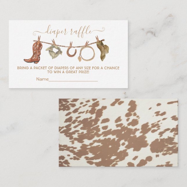 Westernt Cowboyclothesline Diaper Raffle-kort Tilläggskort (Fram/baksida)