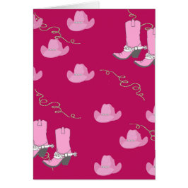 Westernt Cowgirlkort med rosa hattar och kängor Hälsningskort