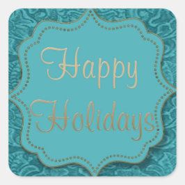 Westernt färgat läder med Center Glad helg Fyrkantigt Klistermärke