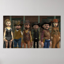 Westernt folk - stort Färg Poster