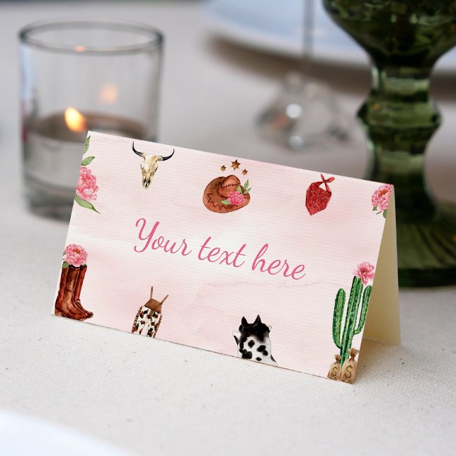 Westernt första rodeo-kort för födelsedagsstjort placeringskort (Skapare uppladdad)