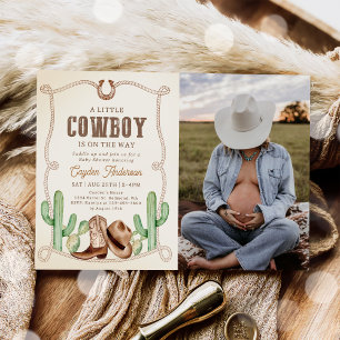 Westernt foto av Cowboy Boy Baby Shower Inbjudningar
