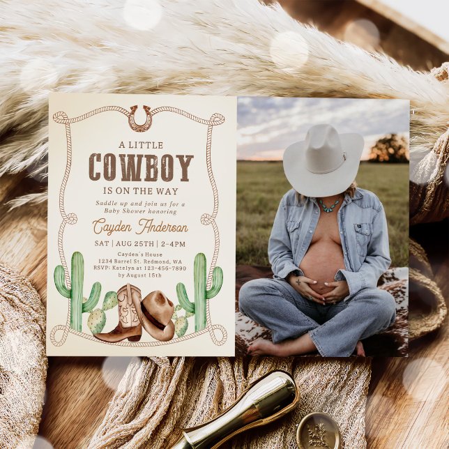 Westernt foto av Cowboy Boy Baby Shower Inbjudningar (Skapare uppladdad)