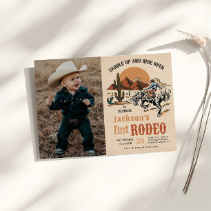Westernt foto från Cowboy First Rodeo 1:a födelsed Inbjudningar
