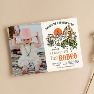 Westernt foto från Cowboy First Rodeo 1:a födelsed Inbjudningar