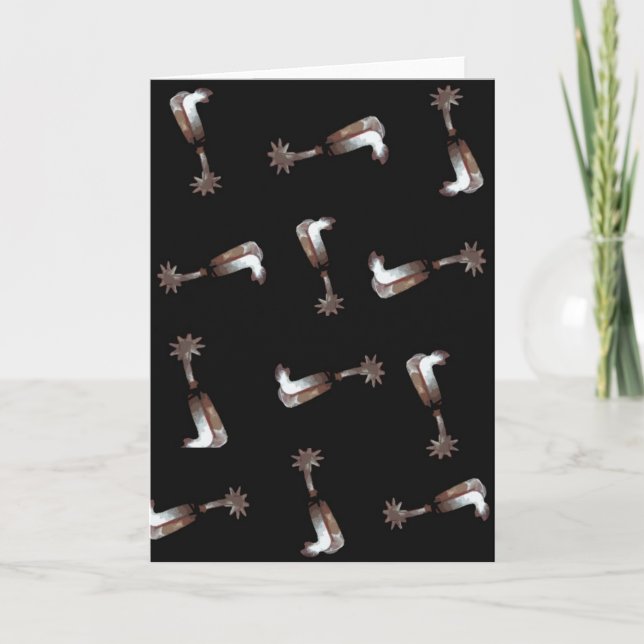 WESTERNT GREETINGKORT FÖR silver SPURS Kort (Framsida)