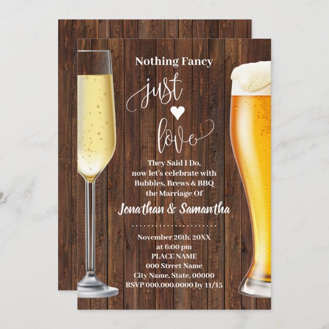 Westernt Inget Finare Bubbles Brews & BBQ Inbjudan (Fram/baksida)