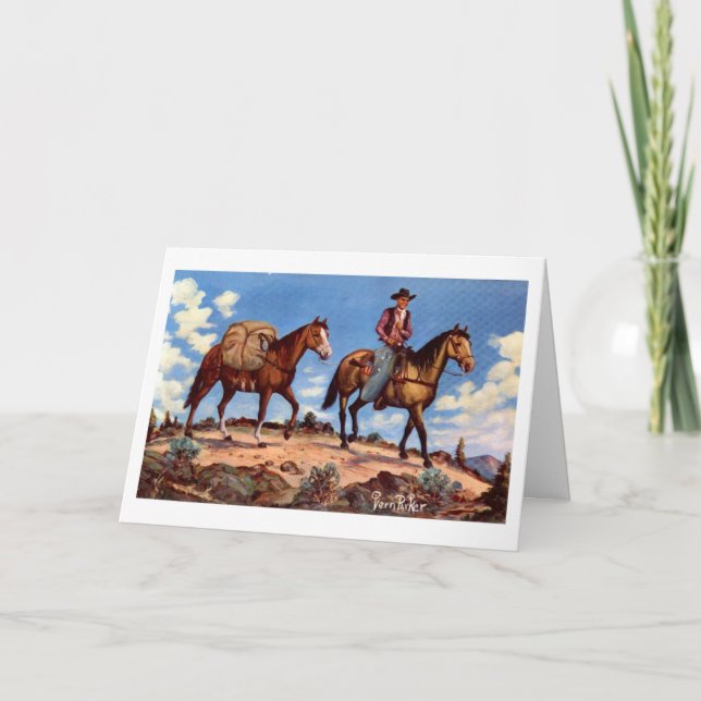 westernt julkort på spåret helgkort (Framsida)