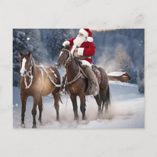 Westernt julvykort för jultomten på Horse Vykort
