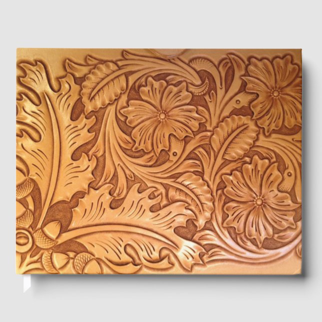 Westernt läder från Rustit bruncowboyskåda mode Gästböcker (Framsida)