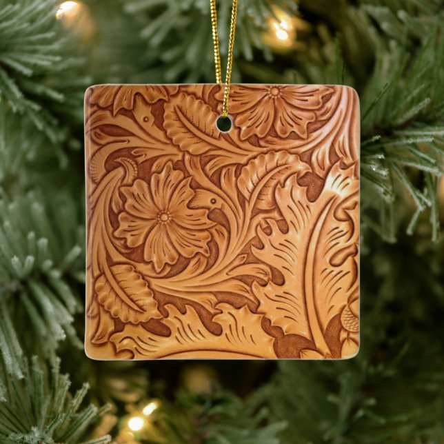 Westernt läder från Rustit bruncowboyskåda mode Julgransprydnad Keramik (Träd)