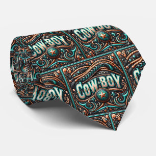 Westernt läderbråck och turkos Skriv ut Cowboy Slips
