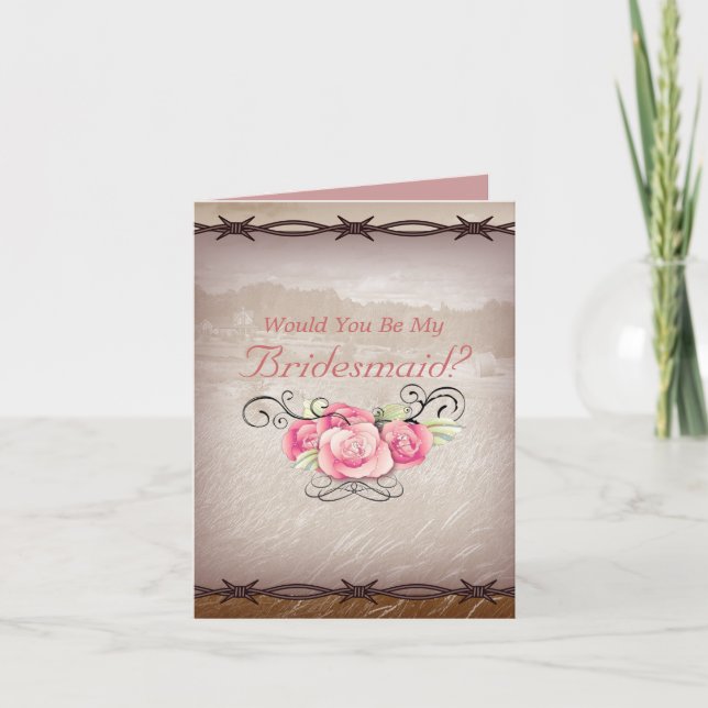 westernt landsbyggsbröllop bridesmaid inbjudan (Framsida)