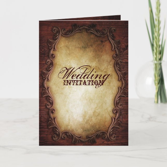 westernt landsbyggsbröllop för vintage av rustik inbjudan (Framsida)