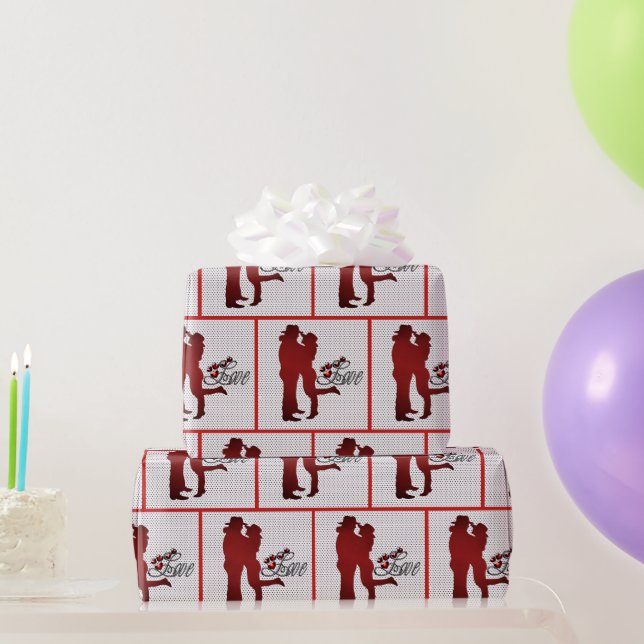 Westernt par Romantic Kärlek Gift Wrap Presentpapper (Festgåvor)