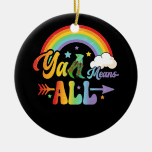 Westernt Pride för LGBTQ Y'all Rainbow Lesbisk Gay Julgransprydnad Keramik
