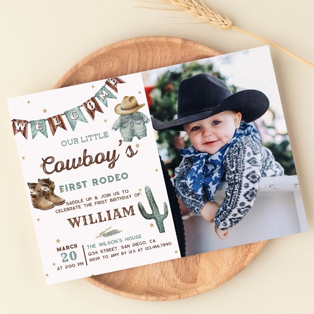 Westernt Rodeo Vilda western Cowboy Birthday Photo Inbjudningar (Skapare uppladdad)