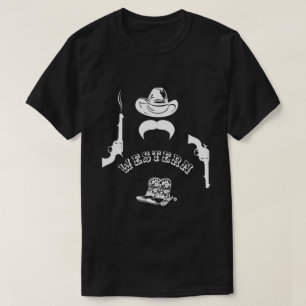 Westernt roligt, unikt, anpassade, svart tee