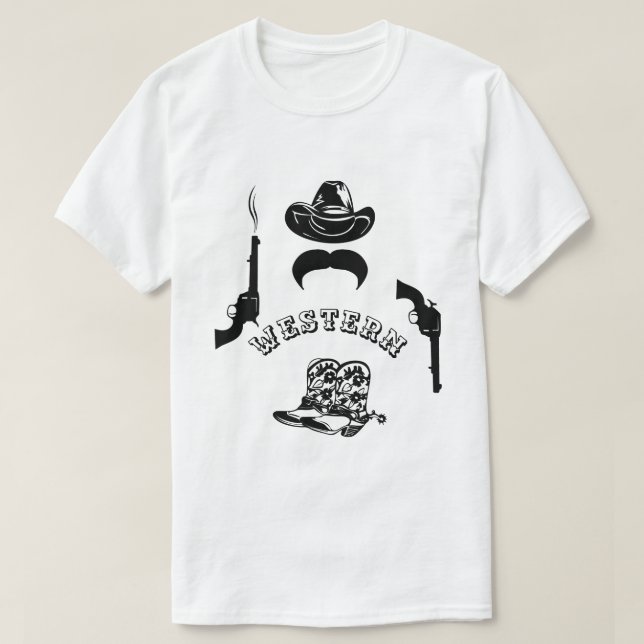 Westernt roligt, unikt, elegant, anpassade tee (Design framsida)
