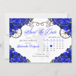 Westernt Royal Blue Quinceañera Spara datum Inbjudningar