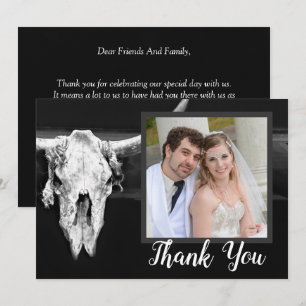Westernt Rustic Black and White Bull Skull Foto Tack Kort